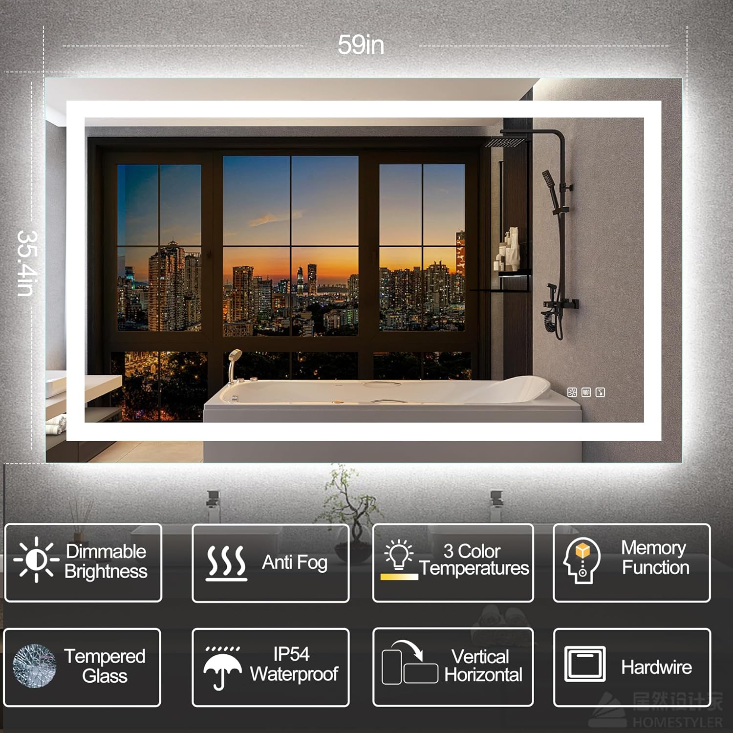 S'BAGNO 36x60 LED-Bathroom-Mirror-with-Bluetooth
