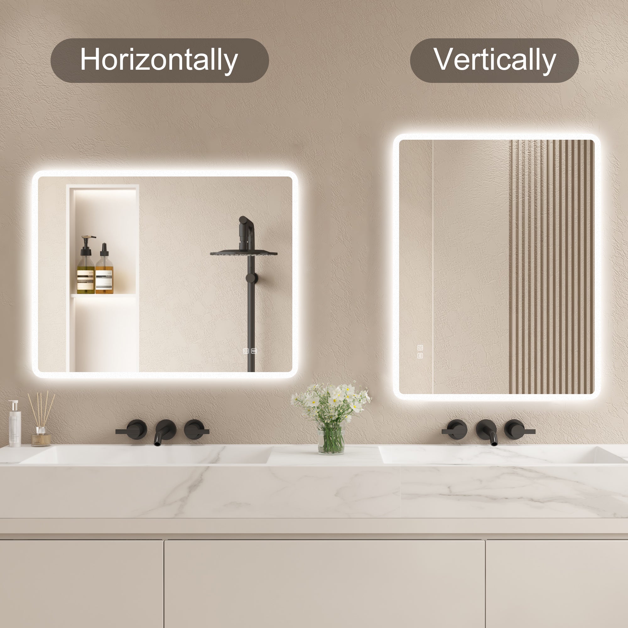 S’BAGNO 36x28 Inches LED Bathroom Wall Mounted Mirror