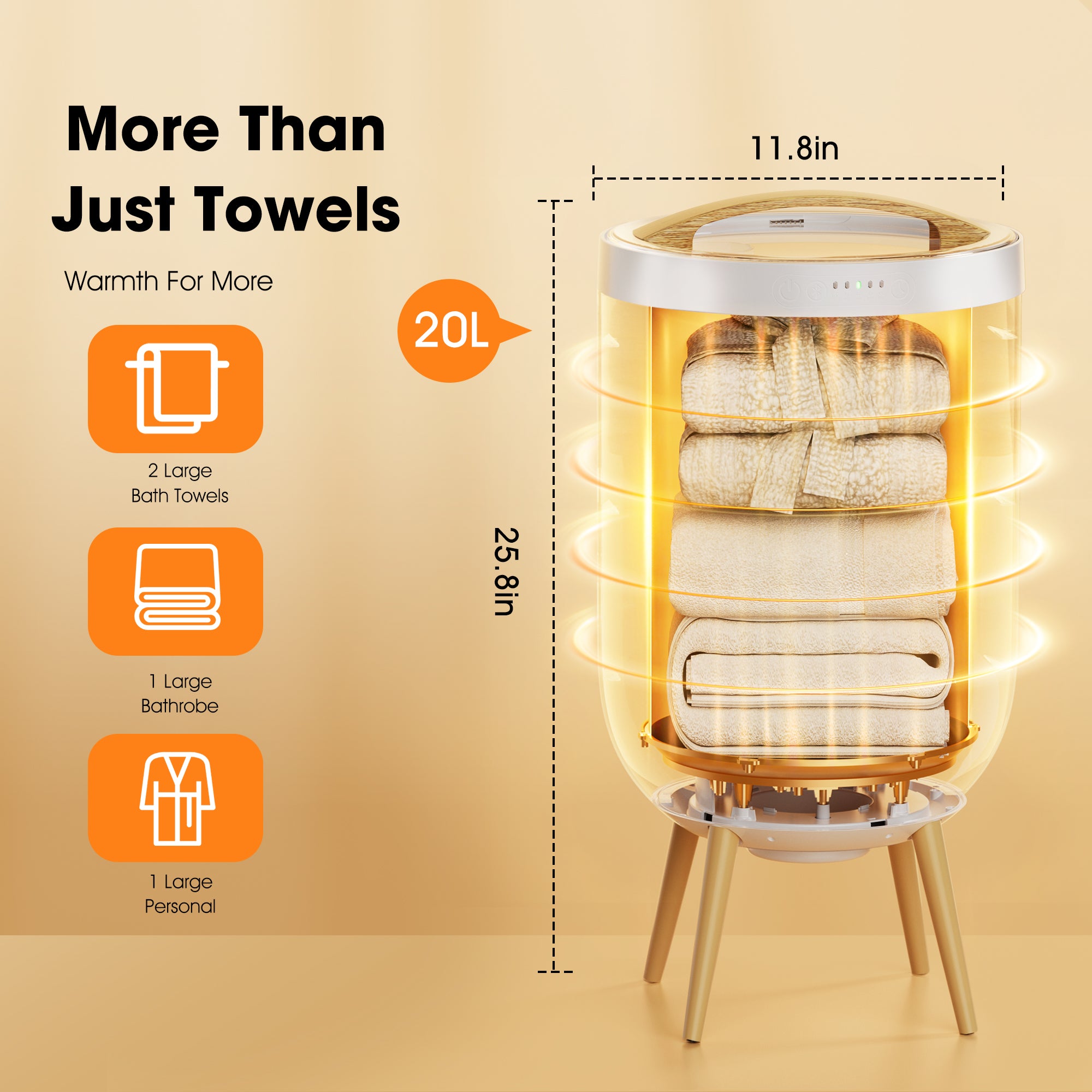S'bagno Heated Towel Warmers for Bathroom - 20L Large Towel Warmer Bucket