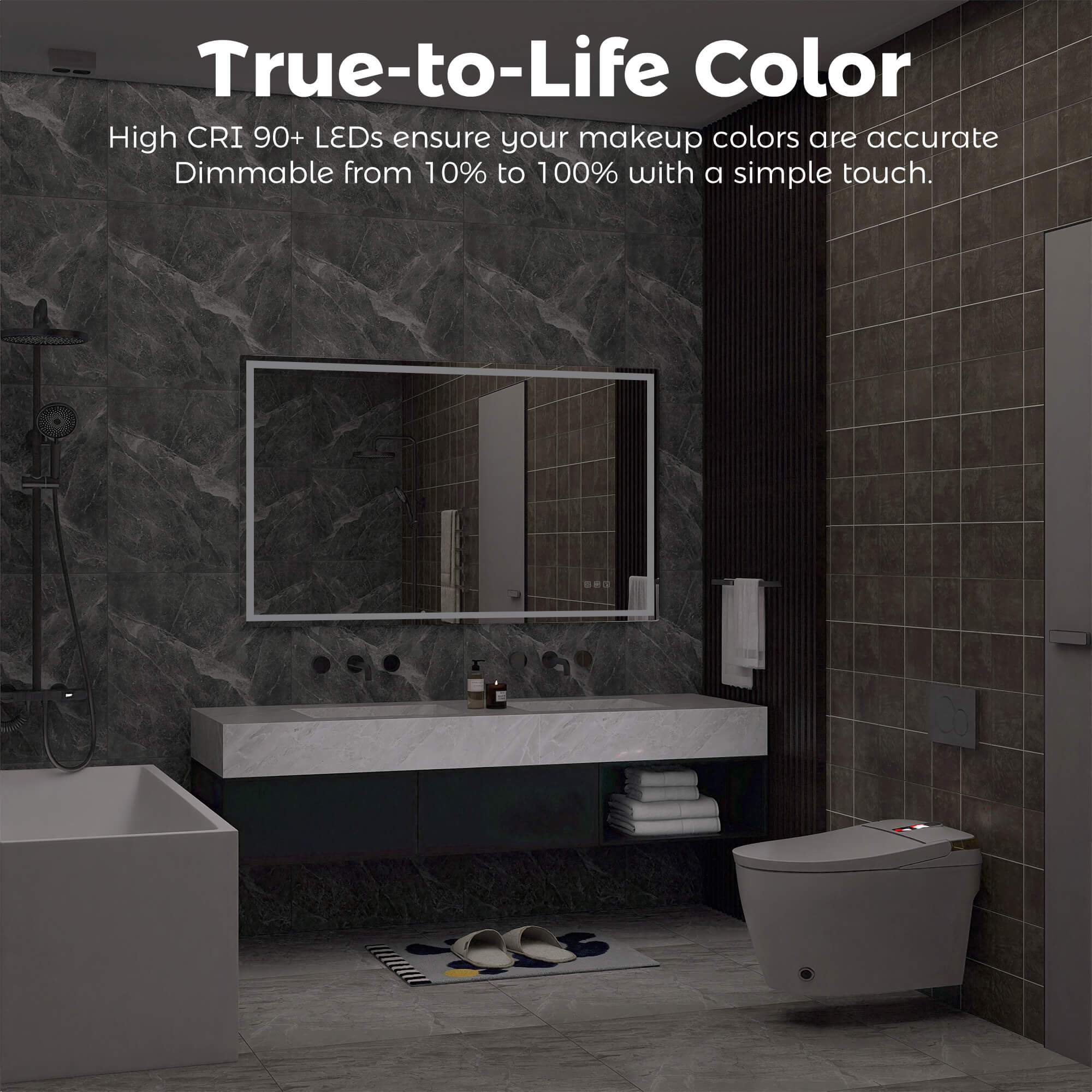 3 color LED bathroom mirror true to life color
