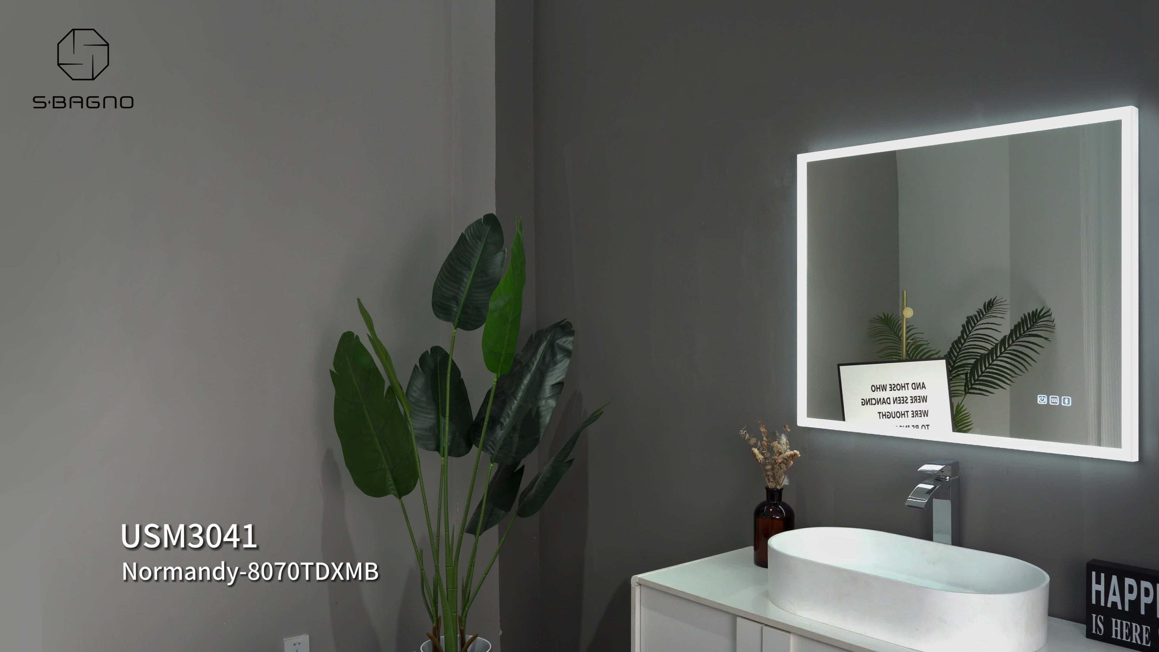 Load video: This is led bathroom mirror with ABS frame
