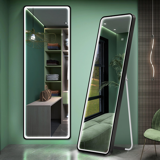 SBAGNO 63"x 20" Full Length Mirror with Lights,LED Full Length Mirror,Lighted Full Body Length Light up Mirror Touch,Free Standing Mirror,Wall Mounted/Leaning