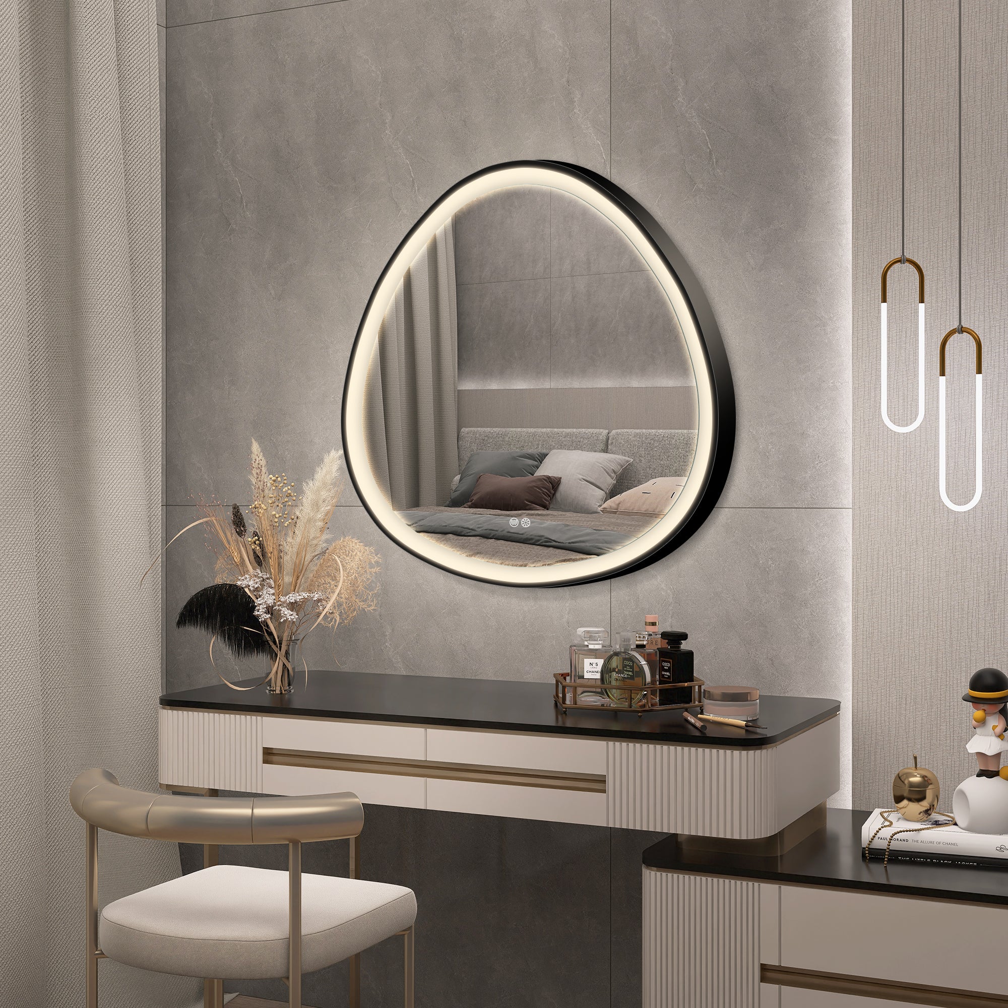 S'bagno 32 Inch LED-Bathroom-Mirror-with-Black-Frame-USM3039-VERSAILLES-81TDXM