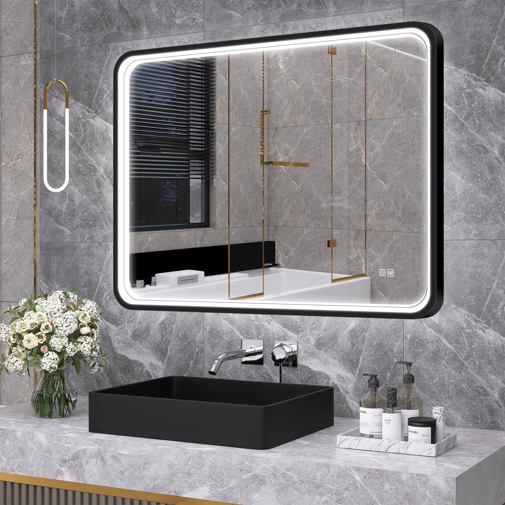 S'BAGNO 24x32 LED Mirror for Bathroom, Anti-Fog, 3 Colors Temperature ...