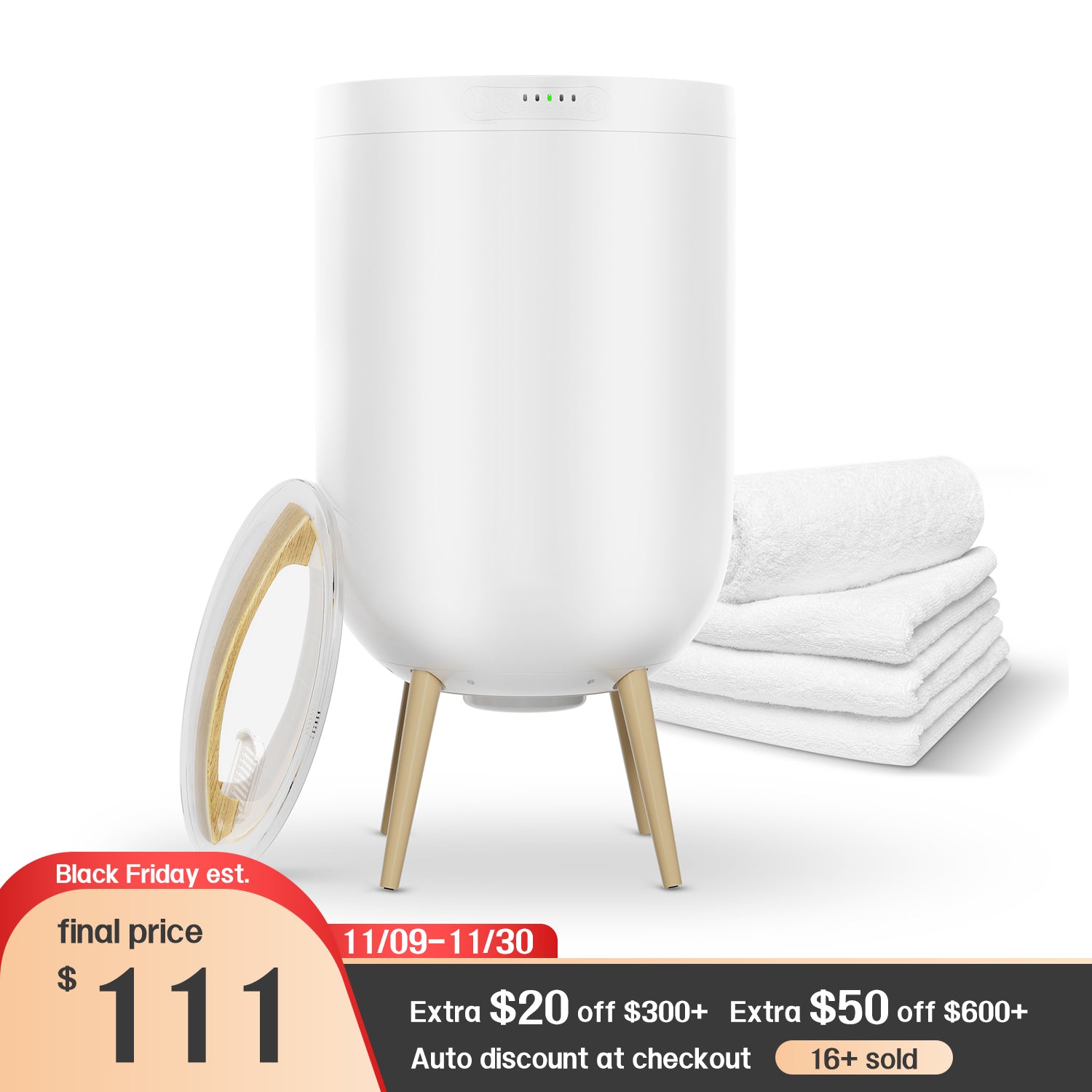 S'bagno Heated Towel Warmers for Bathroom - 20L Large Towel Warmer Bucket